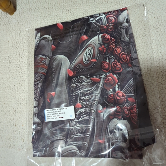 BIKERS 🏍️💀3-D Digital  Pattern Men's Graphic Tee Motorcyclist Grimreaper... - Picture 8 of 8